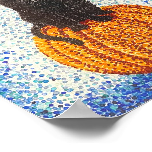 Zwarte kat op het Poster Pumpkin Halloween (Hoek)