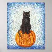 Zwarte kat op het Poster Pumpkin Halloween (Voorkant)