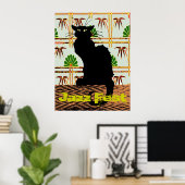 Zwarte kat op Japans wandpapier, Jazz Fest Poster (Thuiskantoor)