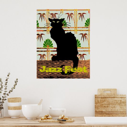 Zwarte kat op Japans wandpapier, Jazz Fest Poster (Keuken)