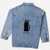 Zwarte kat op maat denim jacket