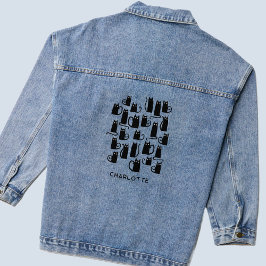 Zwarte kat op maat denim jacket