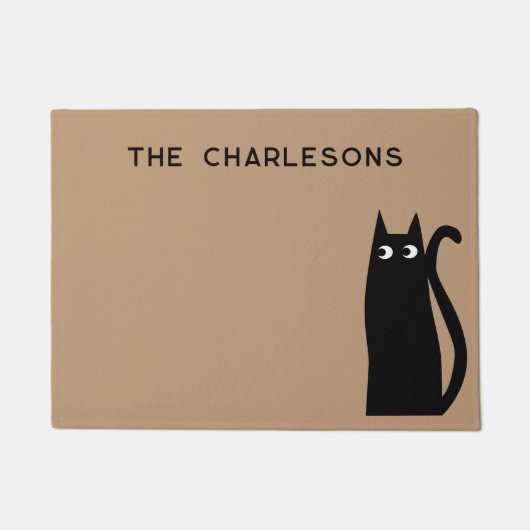 Zwarte kat op maat deurmat (Voorkant)