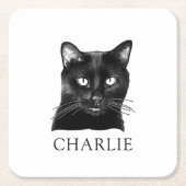 Zwarte kat op maat kartonnen onderzetters (Voorkant)