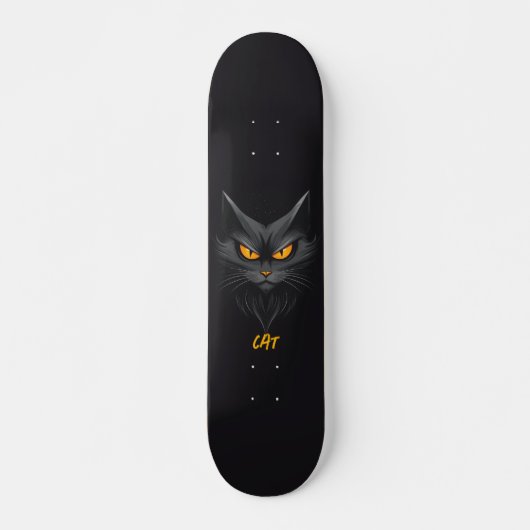 Zwarte kat op maat persoonlijk skateboard (Voorkant)