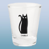 Zwarte kat op maat shot glas