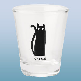 Zwarte kat op maat shot glas