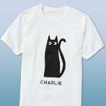 Zwarte kat op maat t-shirt<br><div class="desc">Een leuke en gelukkige zwarte poes,  ideaal voor dierenvrienden. Originele kunst van Nic Squirrell. Wijzig de naam of verwijder deze als u deze wilt aanpassen.</div>