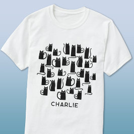 Zwarte kat op maat t-shirt