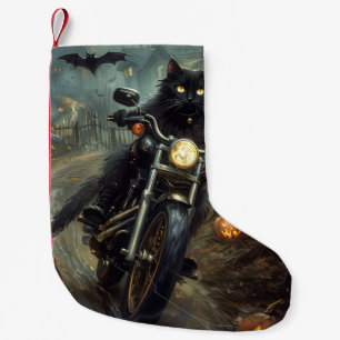 Zwarte Kat op Motorfiets Halloween Griezelen Kleine Kerstsok