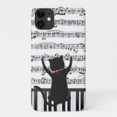Zwarte kat op pianotoetsen Case-Mate iPhone case (Achterkant)