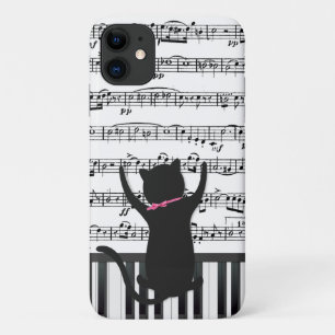 Zwarte kat op pianotoetsen Case-Mate iPhone case