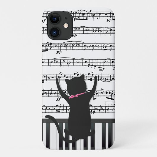 Zwarte kat op pianotoetsen Case-Mate iPhone case (Achterkant)