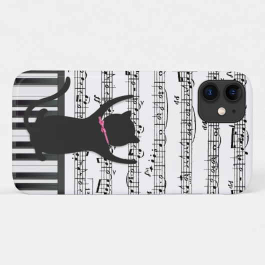 Zwarte kat op pianotoetsen Case-Mate iPhone case (Achterkant (horizontaal))