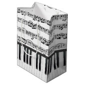 Zwarte kat op pianotoetsen medium cadeauzakje (Achterkant Gekanteld)