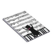 Zwarte kat op pianotoetsen notitieboek (Rechterzijde)