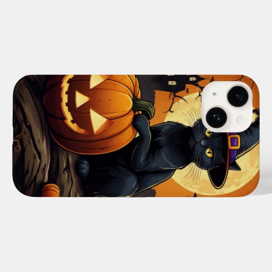 Zwarte kat op pompoen Case-Mate iPhone case (Achterkant (horizontaal))