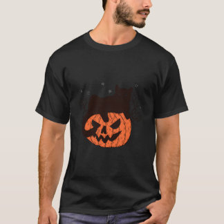 Zwarte Kat Op Pompoen Gezicht Halloween Griezelsei T-shirt