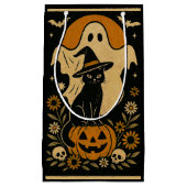 Zwarte kat op pompoen Halloween Gift Bag – Spooky Klein Cadeauzakje (Voorkant)