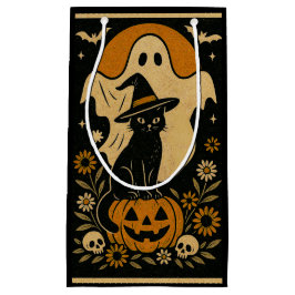 Zwarte kat op pompoen Halloween Gift Bag – Spooky Klein Cadeauzakje