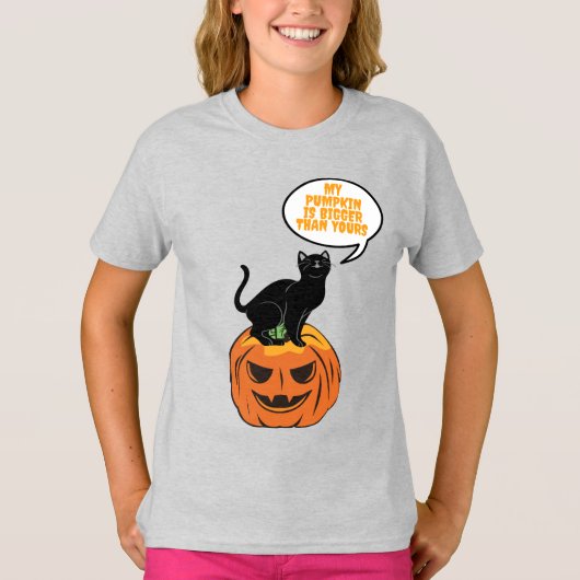 zwarte kat op pompoen, Halloween T-Shirt (Voorkant)