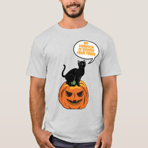 zwarte kat op pompoen, Halloween T-shirt