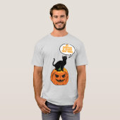 zwarte kat op pompoen, Halloween T-shirt (Voorkant volledig)