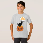 zwarte kat op pompoen, Halloween T-Shirt (Voorkant volledig)
