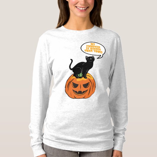 zwarte kat op pompoen, Halloween T-Shirt (Voorkant)