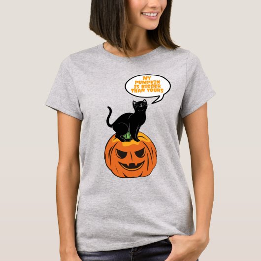 zwarte kat op pompoen, Halloween T-Shirt (Voorkant)