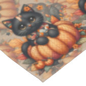 Zwarte kat op pompoen met herfst quilt patroon tafelkleed (Gekanteld)