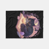 Zwarte kat op pompoen T-shirt - Volle Maan Hallowe Fleece Deken (Voorkant (Horizontaal))