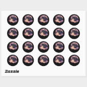 Zwarte kat op pompoen T-shirt - Volle Maan Hallowe Ronde Sticker (Vel)