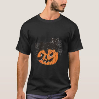 Zwarte Kat Op Pompoen Voor Kat Halloween T-shirt