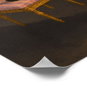 Zwarte kat op roze gestreepte kruk Art Print (Hoek)