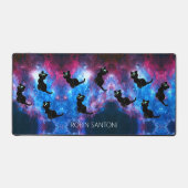 Zwarte kat op ruimte w / aangepaste naam bureaumat (Voorkant)