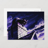 Zwarte kat op schoorsteen ontwerp Briefkaart (Voorkant / Achterkant)