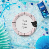 Zwarte kat op speldenstang papieren bordje (Feest)