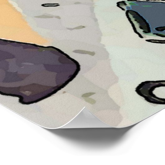 Zwarte kat op stoel 2 poster (Hoek)