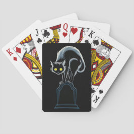 Zwarte kat op Tombstone Design Poker Speelkaarten