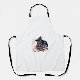 Zwarte Kat op Toverboeken Klassiek T-shirt Schort