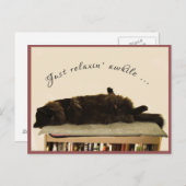 Zwarte kat op vakantie briefkaart (Voorkant / Achterkant)