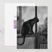 Zwarte kat op vensterbank - Kaart (Voorkant / Achterkant)