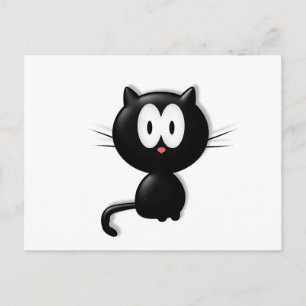 Zwarte kat op witte achtergrond briefkaart