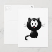 Zwarte kat op witte achtergrond briefkaart (Voorkant / Achterkant)