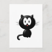 Zwarte kat op witte achtergrond briefkaart (Voorkant)