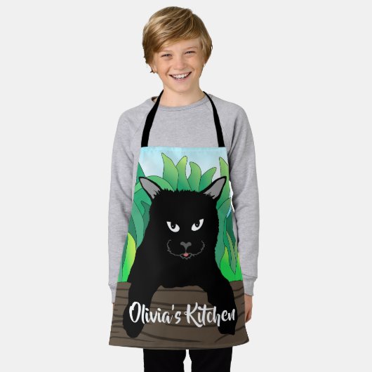 Zwarte kat opknoping, All-Over Small Print Schort (Gedragen)