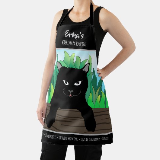 Zwarte kat opknoping op hek, Zakelijk thema, Mediu Schort (Insitu)