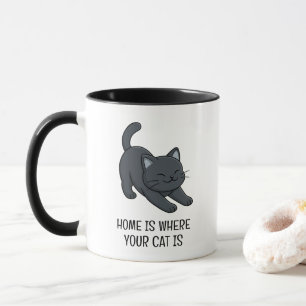 Zwarte kat oprekken Aangepaste tekst Mok