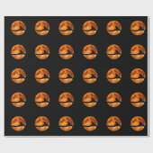 Zwarte kat Oranje maan Cadeaupapier (Vlak)